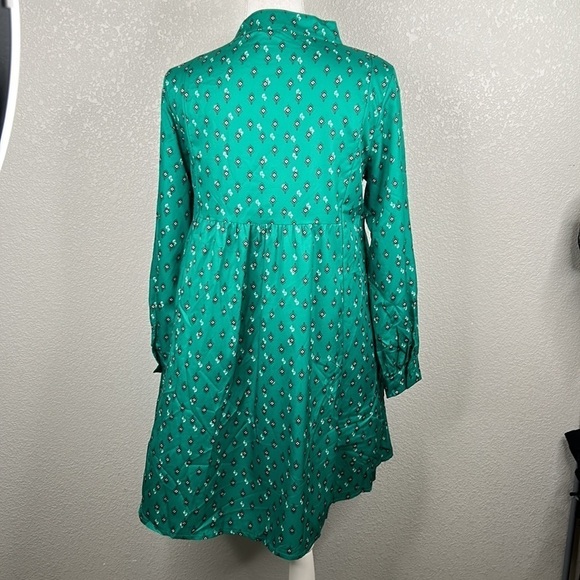 Boho Green & Black Flowy Midi Oversized Dress Size Small - Picture 4 of 5